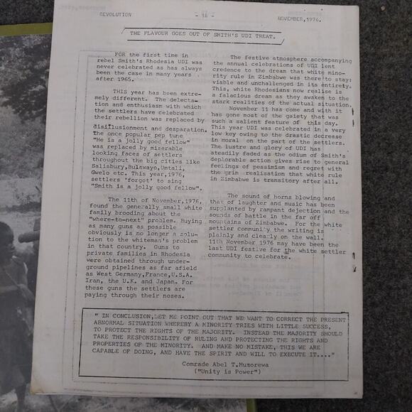 Zimbabwe 1976 & 1978 ZANU & UANC Revolution Africa Official Organ Magazines - Picture 16 of 16